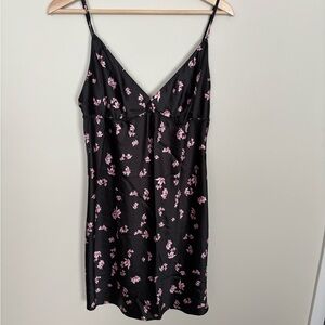 Victoria's Secret Black Chemise with Pink Floral Design